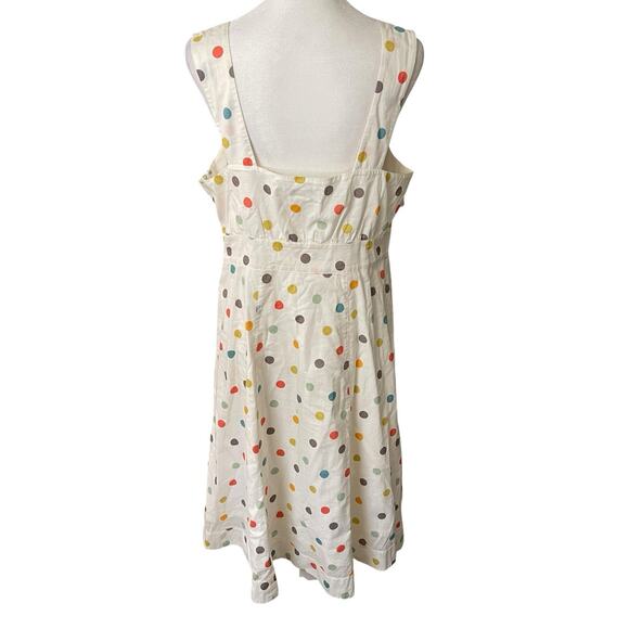 Garnet Hill Womens 14 A-line Dress Polka Dot White Print Vneck Cotton Flowy - Picture 8 of 12